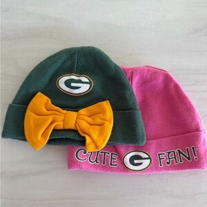 Green & Pink Baby Beanie Set with Bow - 0-6months